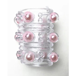 Насадка на член с бусинками стимулирующая розового цвета SKN