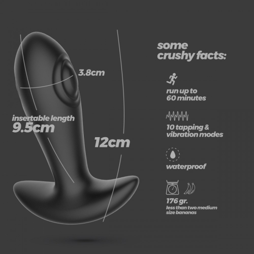 Анальна вібропробка з поштовхами силіконова чорна з пультом керування Crushious Octo - 8