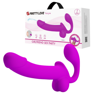 Безременний страпон реалістичний з функцією еякуляції та відростком для стимуляції точки G фіолетового кольору Lybaile Pretty Love Kelpie