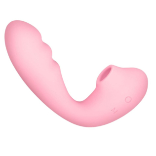 Двойной вибратор с вакуумный стимуляцией клитора на пульте управления розовый BeYourLover Tara X 