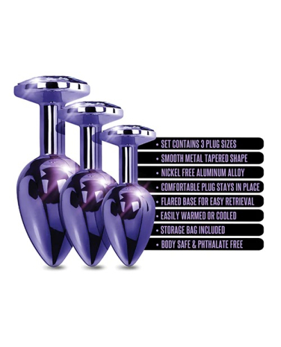 Набор анальных пробок Global Novelties NIXIE METAL BUTT PLUG TRAINER SET, PURPLE METALLIC - 4