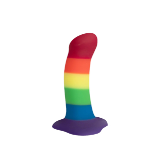 Фалоімітатор вигнутий на присосці для вагінального та анального сексу райдужний Fun Factory AMOR