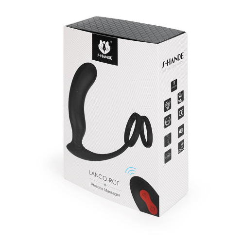 Вибростимулятор простаты с эрекционным кольцом чёрный S-hande - 3