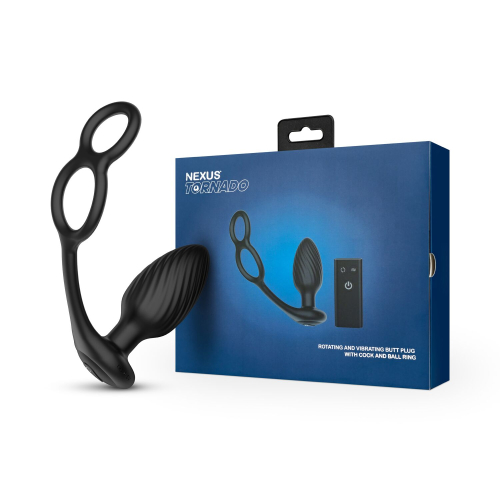 Вибратор для простаты с эрекционным кольцом и пультом управления черного цвета Nexus Tornado Cock and Ball Ring - 10