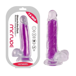 Фаллоімітатор, що світиться на присосці Glow-in-the-Dark Dong Purple Mr. Rude 7.9 фіолетовий