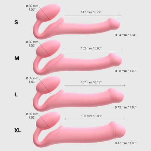Безремневий страпон повністю регульований рожевого кольору Strap-On-Me Rose розмір M - 6
