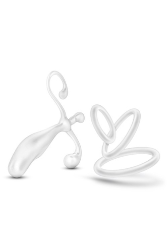 Массажер простаты с эрекционными кольцами белого цвета Blush - 4