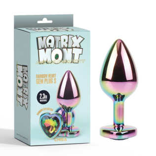 Анальная пробка хамелион из медицинской стали Rainbow Heart Gem Plug Small