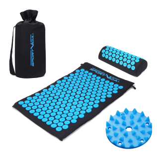 Килимок акупунктурний із валиком SportVida Аплікатор Кузнєцова 66 x 40 см SV-HK0407 Black/Blue