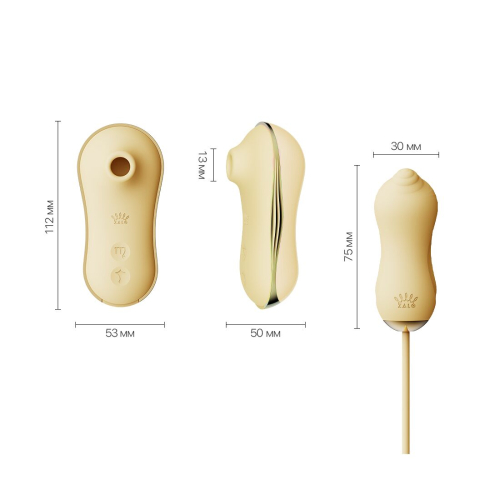 Вакуумный клиторальный стимулятор и виброяйцо желтого цвета Zalo UNICORN - 2