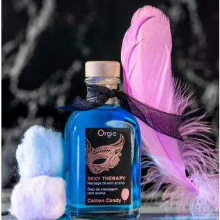 Масажний набір: їстівне масло для масажу + перо смак цукрової вати Orgie 100 мл