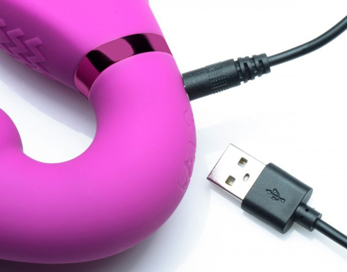 Безременний страпон з силіконовим вібрацією з пультом дистанційного керування рожевого кольору XR Brands - 3