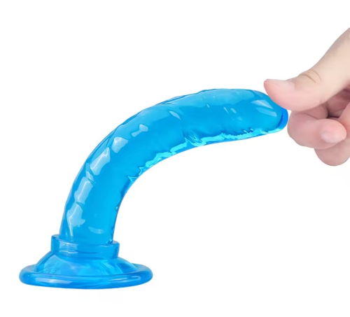 Анальна пробка на присосці у формі фалоімітатора блакитного кольору SKN - 2