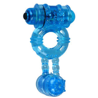 Эрекционное виброкольцо на пенис Alive Double Ding Ring синее