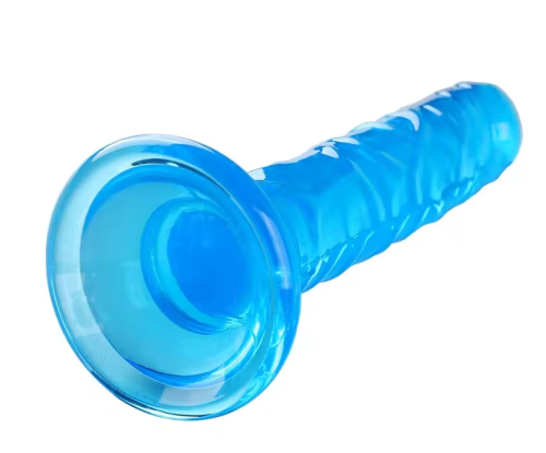 Анальна пробка на присосці у формі фалоімітатора блакитного кольору SKN - 3