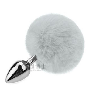 Анальная пробка серебристая из медицинской нержавеющей стали с графитовым хвостом SKN размер XS