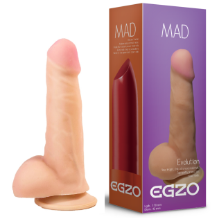 Фалоімітатор 17/4, 2 см EGZO на присоску з кібершкіри тілесний