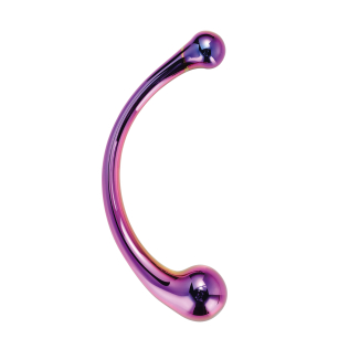 Двухсторонний изогнутый фаллоимитатор стеклянный розового цвета Dream Toys 