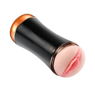 Мастурбатор Анус та Вагіна у колбі з вібрацією тілесного кольору Boss Series