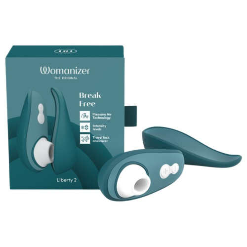 Вакуумный клиторальный вибратор синего цвета Womanizer Liberty 2 - 1