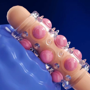 Насадка на член с 12 шариками прозрачная OLO 