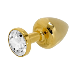 Анальная пробка со стразом Diogol ANNI round gold 35мм