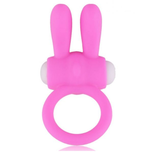 Эрекционное вибро-кольцо со стимуляцией клитора розовое