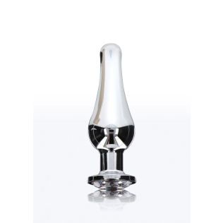 Анальная пробка металлическая с камушком серебристого цвета Toy Joy Diamond Bum Bijou размер Small