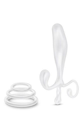 Массажер простаты с эрекционными кольцами белого цвета Blush - 2