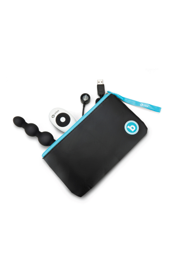 Анальні кульки з пультом та 2 моторами B-Vibe для інтимних ігор чорні - 7