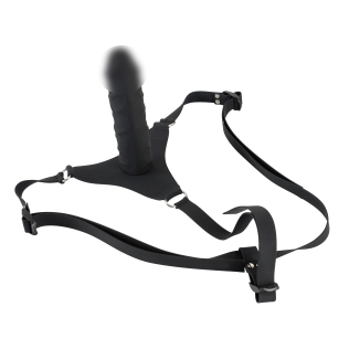 Силиконовый страпон на ремнях черного цвета You2Toys