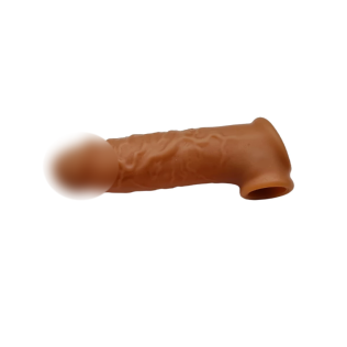 Насадка реалістична з подвійною петлею для мошонки та члена коричневого кольору Top-Notch
