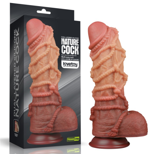 Фаллоимитатор рельефный Dual layered Platinum Silicone Cock with Rope 10.5 - 1