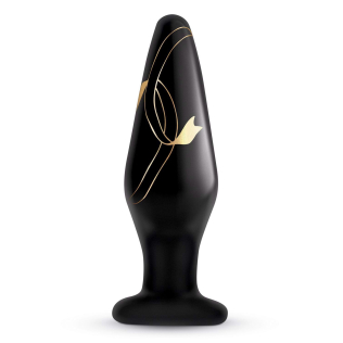 Анальная пробка ручной работы из стекла черного цвета Secret Kisses длина 114 мм
